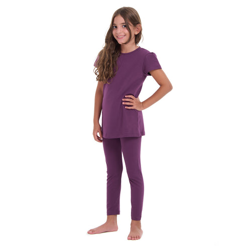 Girls summer pajama set Purple t-shirt + Pants